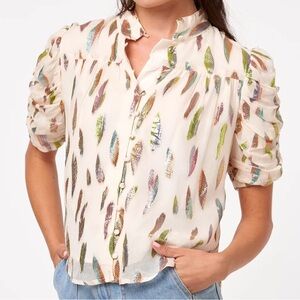 CIEBON Lissa Shirred Sleeve Metallic Top